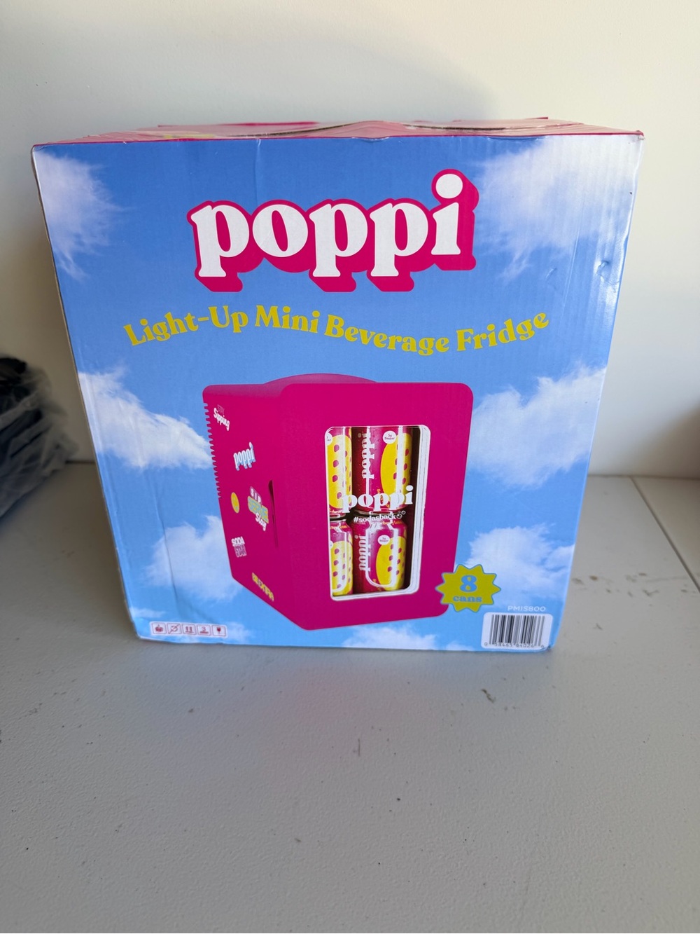 Poppi Light-Up Mini Beverage Fridge - Bright Pink